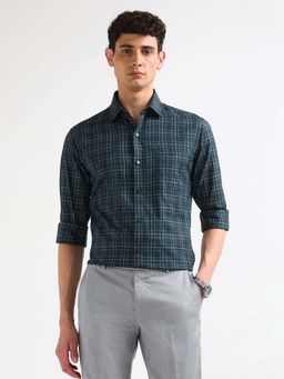 Arrow - Men Green Grid Tattersall Checked Dobby Shirt