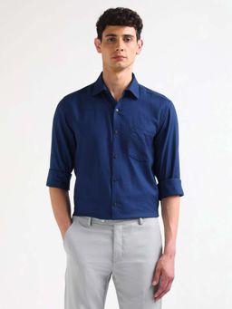 Arrow - Men Blue Textured Dobby Manhattan Slim Fit Shirt