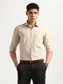 Arrow - Men Beige Grid Tattersall Checked Manhattan Slim Fit Shirt