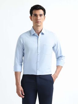 Arrow - Men Blue Textured Manhattan Slim Fit Dobby Shirt