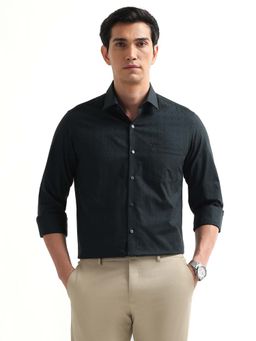 Arrow - Men Dark Green Textured Manhattan Slim Fit Shirt