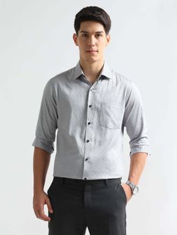 Arrow - Men Grey Manhattan Slim Fit Cotton Shirt