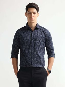 Arrow - Men Navy Blue Floral Printed Manhattan Slim Fit Shirt