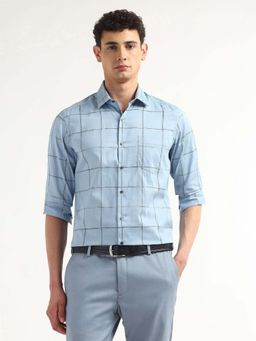 Arrow - Men Blue Checks Manhattan Slim Fit Shirt