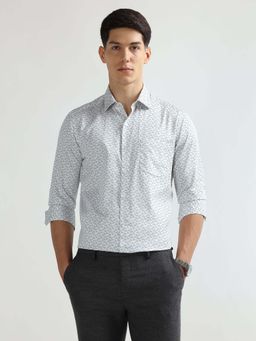 Arrow - Men Grey-White Printed Manhattan Slim Fit Shirt