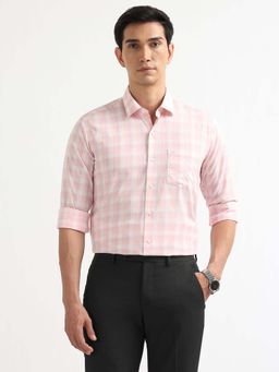 Arrow - Men Pink Grid Tattersall Checks Manhattan Slim Fit Shirt