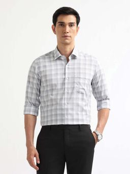 Arrow - Men Grey Grid Tattersall Checks Manhattan Slim Fit Shirt