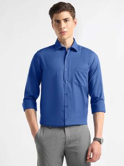 Arrow - Men Blue Textured Dobby Manhattan Slim Fit Shirt