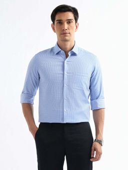 Arrow - Men Blue Textured Manhattan Slim Fit Shirt