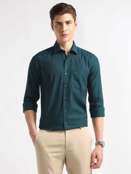 Arrow - Men Green Textured Manhattan Slim Fit Shirt