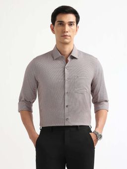 Arrow - Men Brown Textured Manhattan Slim Fit Dobby Shirt