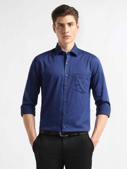 Arrow - Men Blue Self Design Manhattan Slim Fit Dobby Shirt