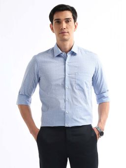Arrow - Men Blue Graph Checks Manhattan Slim Fit Shirt