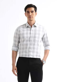Arrow - Men White Gingham Checks Manhattan Slim Fit Shirt