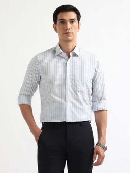 Arrow - Men Blue-White Vertical Striped Manhattan Slim Fit Shirt
