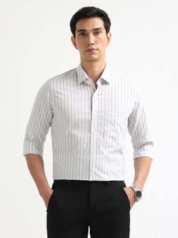 Arrow - Men Grey Vertical Striped Manhattan Slim Fit Shirt