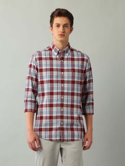 Arrow Sports - Men Maroon Slim Fit Checks Shirt