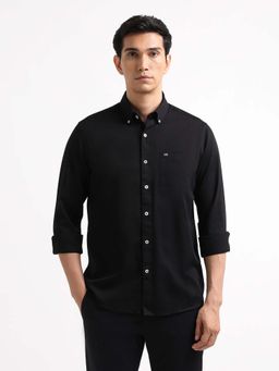 Arrow Sports - Men Black Solid Dobby Slim Fit Shirt