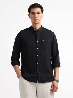 Arrow Sports - Men Black Slim Fit Solid Mandarin Shirt