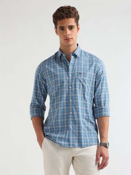 Arrow Sports - Men Blue Slim Fit Checks Pure Cotton Shirt