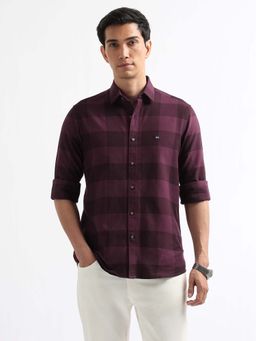Arrow Sports - Men Wine Oxford Buffalo Checks Shirt