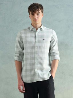 Arrow Sports - Men Green Gingham Checks Dobby Shirt
