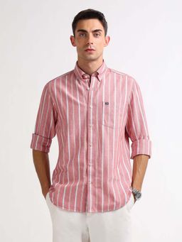 Arrow Sports - Men Pink Vertical Striped Oxford Shirt