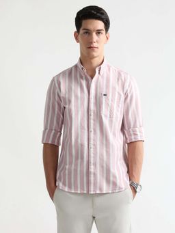Arrow Sports - Men Pink Vertical Striped Oxford Shirt