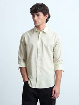 Flying Machine - Men Light Green Heathered Slim Fit Shirt