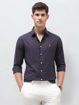 U.S. POLO ASSN. - Men Navy Blue Twill Checks Shirt