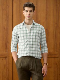 U.S. POLO ASSN. - Men Green Grid Tattersall Checks Regular Fit Shirt