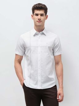 U.S. POLO ASSN. - Men White Stripes Dobby Regular Fit Shirt