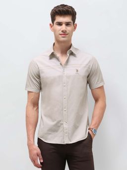 U.S. POLO ASSN. - Men Beige Striped Detail Regular Fit Shirt