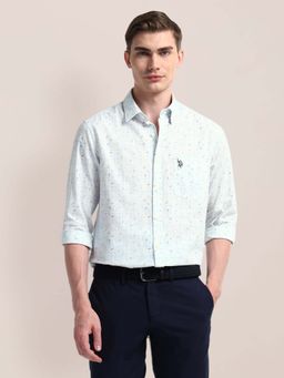 U.S. POLO ASSN. - Men Blue Premium Cotton Printed Shirt