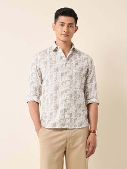 U.S. POLO ASSN. - Men Beige Floral Printed Poplin Pure Cotton Shirt