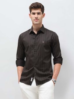 U.S. POLO ASSN. - Men Brown Vertical Striped Shirt