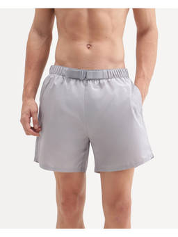 Rare Rabbit - Kort Men Grey Solid Belted Swim Shorts