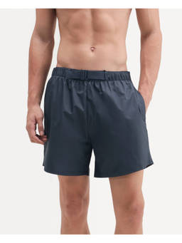 Rare Rabbit - Kort Men Navy Solid Belted Swim Shorts