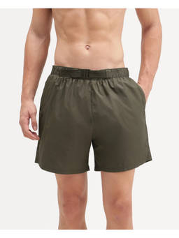 Rare Rabbit - Kort Men Olive Solid Belted Swim Shorts