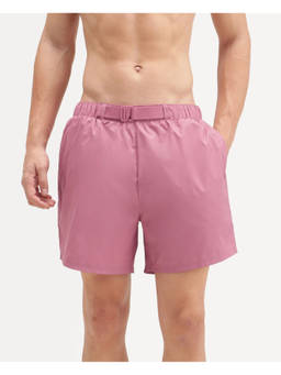 Rare Rabbit - Kort Men Pink Solid Belted Swim Shorts