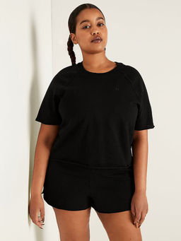 Victoria's Secret - Women Black Cotton Half Sleeves T-Shirt