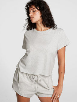 Victoria's Secret - Women Grey Cotton Half Sleeves T-Shirt