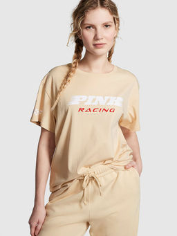 Victoria's Secret - Women Beige Cotton Half Sleeves T-Shirt