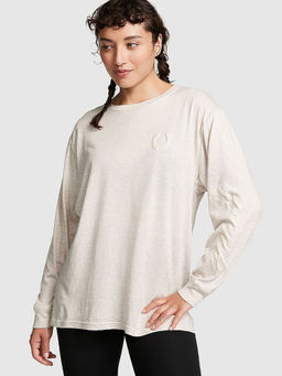 Victoria's Secret - Women Beige Cotton Full Sleeves T-Shirt