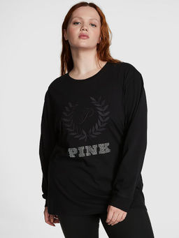 Victoria's Secret - Women Black Cotton Full Sleeves T-Shirt