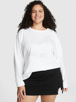 Victoria's Secret - Women White Cotton Full Sleeves T-Shirt