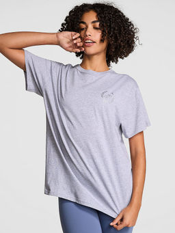 Victoria's Secret - Women Grey Cotton Blend Half Sleeves T-Shirt