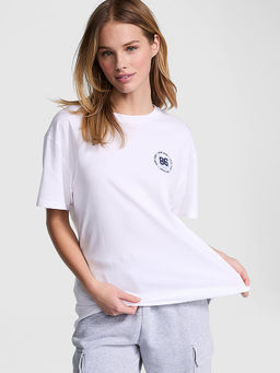 Victoria's Secret - Women White Cotton Blend Half Sleeves T-Shirt