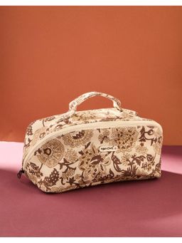Fabindia - Brown Cotton Printed Toiletery Bag