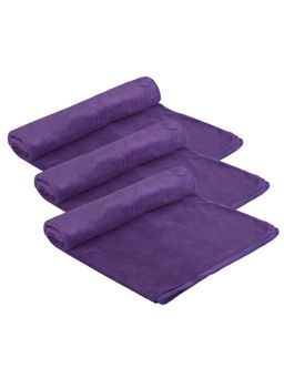 Black Gold - Microfiber Bath Towels Super Absorbent, Fade Resistant Plain Purple (Pack of 3)